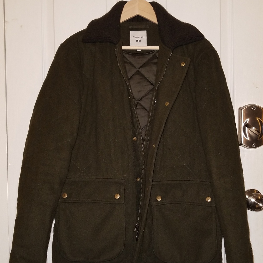 UNIQLO JW ANDERSON MEN DARK GREEN WOOL-BLEND QUILT